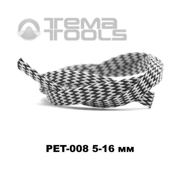 Обплетення для проводів PET-008 5-16 мм зміїна шкіра чорний/білий зигзаг з поліестеру 100 м. Купити захисне обплетення