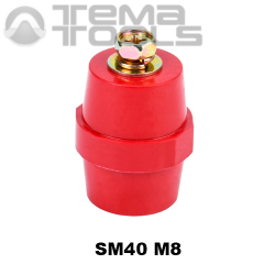 Ізолятор шинний SM40 М8 опорний з болтами - купити шинний ізолятор бочонок SM (опорний, силовий) оптом і вроздріб