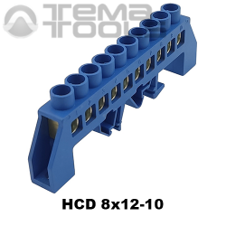 Шина нулевая изолированная HCD 8x12-10 синяя универсальная на DIN-рейку – купить шину нулевую в универсальном изоляторе HCD по л