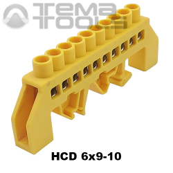 Шина нульова ізольована HCD 6x9-10 жовта універсальна на DIN-рейку - купити шину нульову в універсальному ізоляторі HCD за найкр