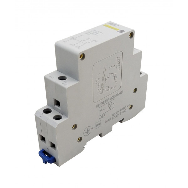 Контактор модульний КМ-1-25-20 25А 230AC 2NO 2р 1мод. на Din-рейку