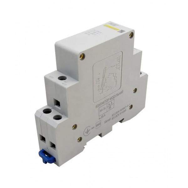 Контактор модульний КМ-1-25-02 25A 230AC 2NC 2р 1мод. на Din-рейку