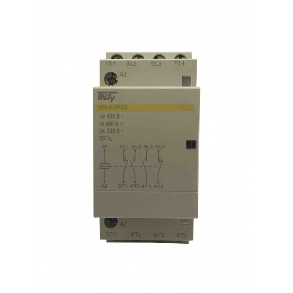 Контактор модульний КМ-2-25-22 25А 230AC 2NO-2NC 4р 2мод. на Din-рейку
