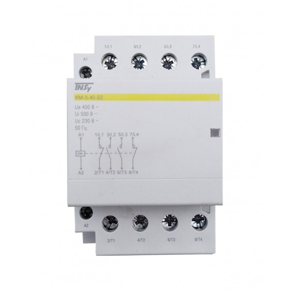 Контактор модульний КМ-3-40-22 40А 230AC 2NO-2NC 4р 3мод. на Din-рейку