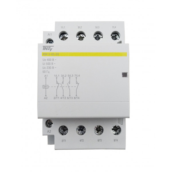 Контактор модульний КМ-3-63-22 63А 230AC 2NO-2NC 4р 3мод. на Din-рейку