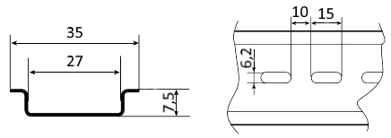 DIN рейка 35x7.5 креслення