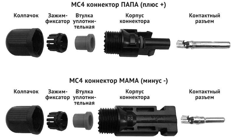Коннектор MC4 в разборе