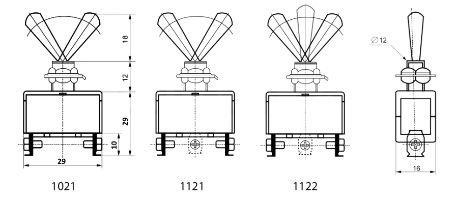 Тумблери 1021, 1121, 1122 креслення